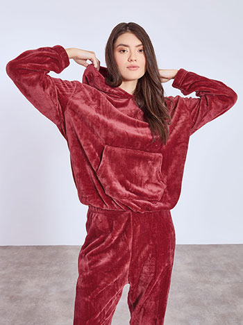 Σετ φόρμας fleece σε μπορντό