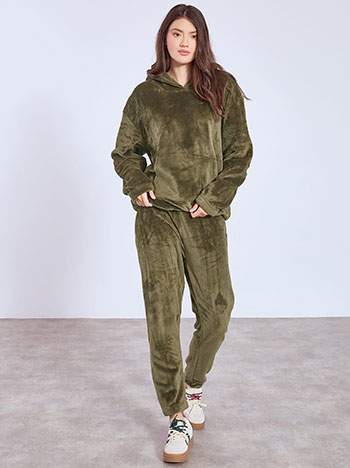 Tracksuit set fleece in khaki