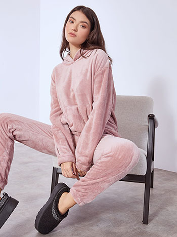 Tracksuit set fleece in dusty pink