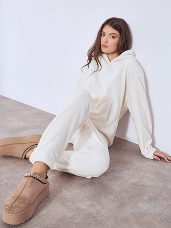 Tracksuit set fleece in off white