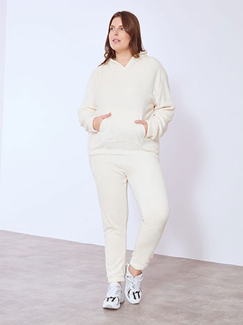 Σετ φόρμας fleece σε εκρού