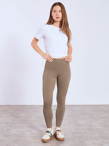 Leggings with raw hemline in light brown