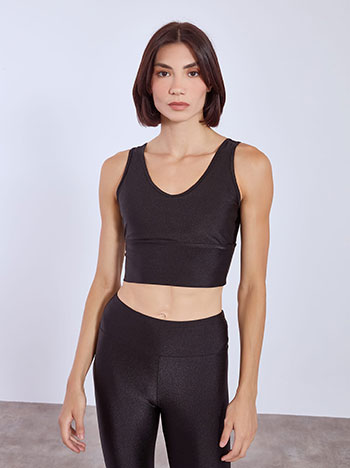 Crop top shiny in black