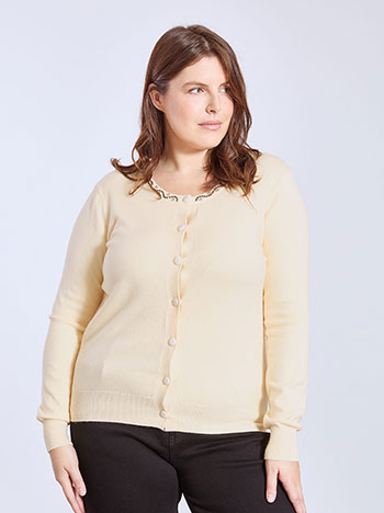 Ζακέτα πλεκτή με strass σε εκρού