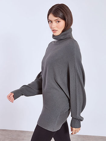 Ζιβάγκο ριπ με μανίκι νυχτερίδα σε γκρι σκούρο