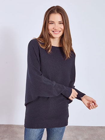 Sweater ribbed in dark blue