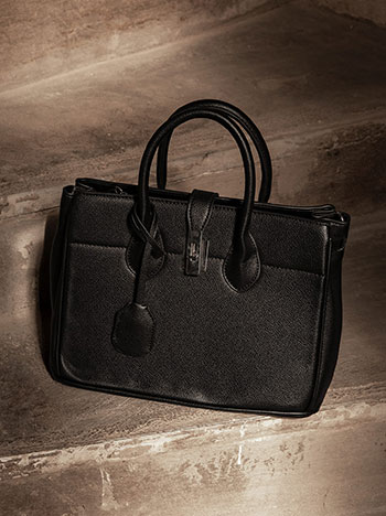 Handbag with detachable shoulder strap in black