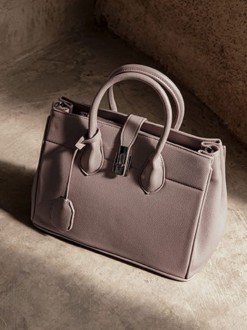 Handbag with detachable shoulder strap in grey