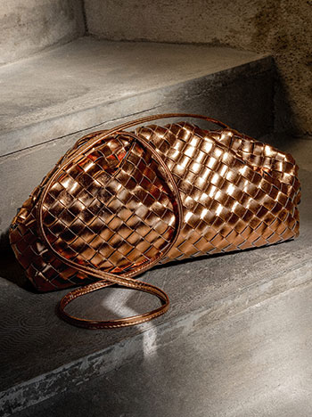 Τσάντα clutch με πλέξη σε μπρονζέ