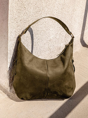 Bag monochrome suede like in khaki