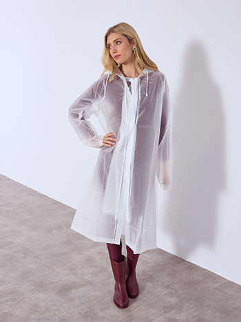 Αδιάβροχο μπουφάν με κουκούλα σε λευκό