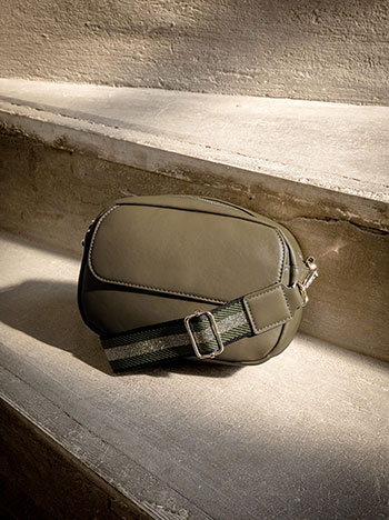 Bag leather effect with outer pocket in khaki