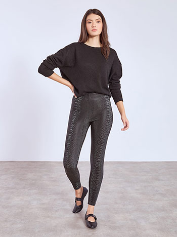 Κολάν με τύπωμα φίδι γυαλιστερό σε μαύρο