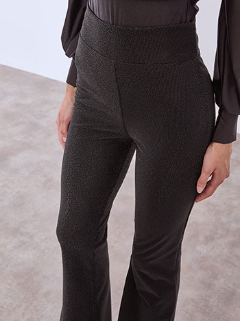 Trousers flare shiny in black