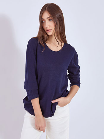 Sweater with raw hemline in dark blue
