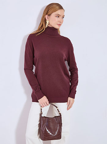 Turtleneck monochrome in wine red