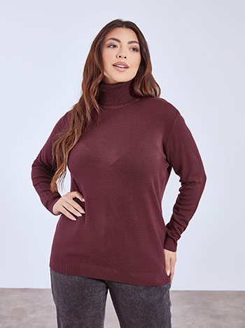 Turtleneck monochrome in wine red