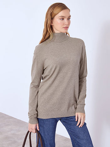 Ζιβάγκο πλεκτό μονόχρωμο σε καφέ ανοιχτό