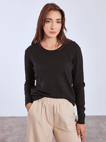 Πουλόβερ με στρογγυλή λαιμόκοψη σε μαύρο