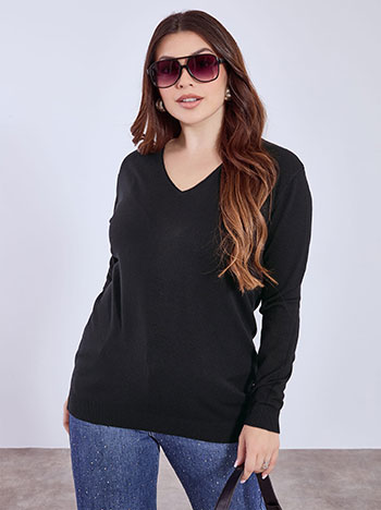 Sweater with ribbed details in black