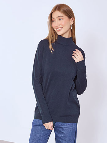 Πουλόβερ μονόχρωμο σε σκούρο μπλε