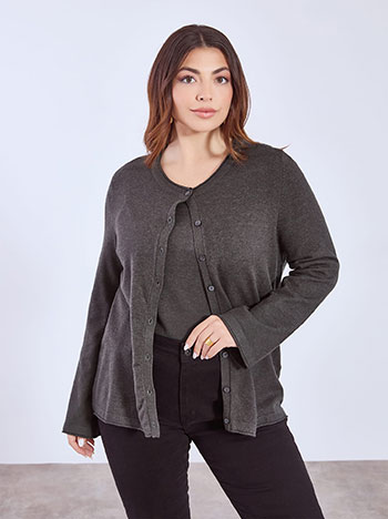 Ζακέτα πλεκτή με απαλή υφή σε ανθρακί