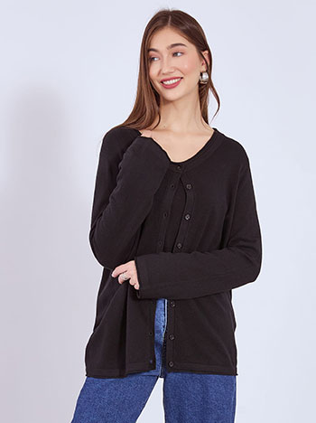 Cardigan knitted with soft touch in black