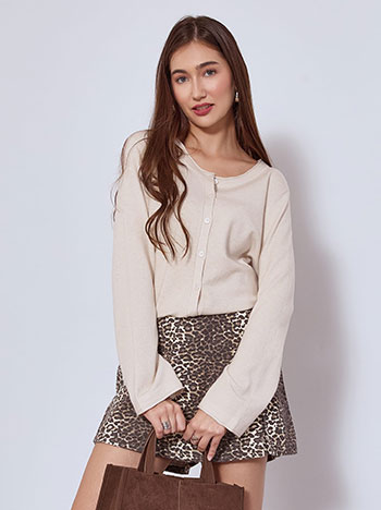 Cardigan knitted with soft touch in beige