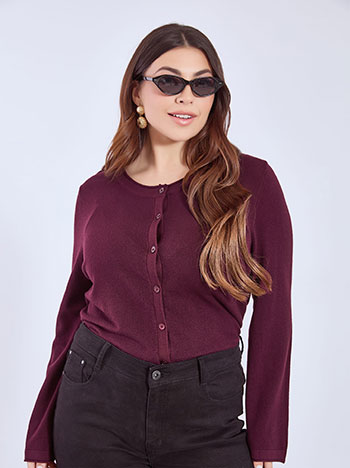 Cardigan knitted with soft touch in wine red