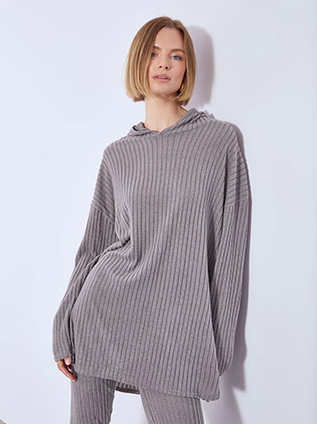 Σετ μπλούζα με κουκούλα και κολάν σε γκρι