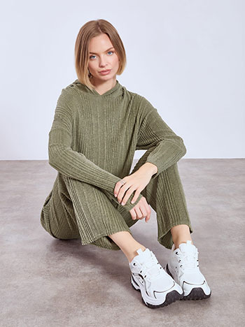 Top and leggings ribbed set in khaki
