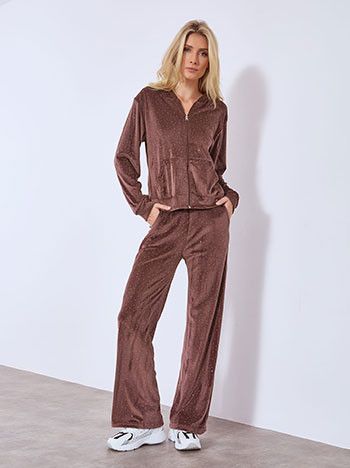 Σετ βελούδινο με strass σε μωβ σκούρο