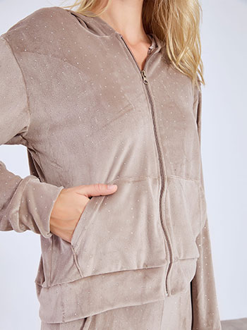 Σετ βελούδινο με strass σε καφέ ανοιχτό