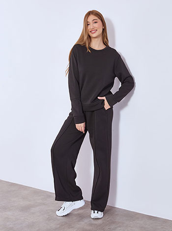 Σετ μονόχρωμο φούτερ και φόρμα σε μαύρο