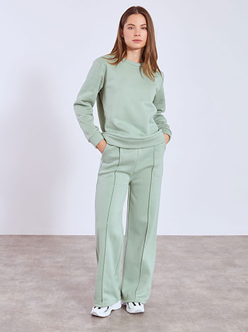 Sweatshirt and sweatpants monochrome set in almond green