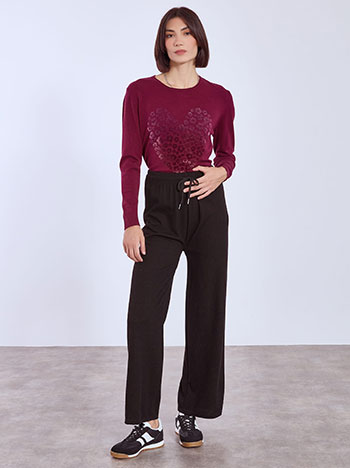Trousers with textured fabric in black