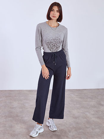 Trousers with textured fabric in dark blue