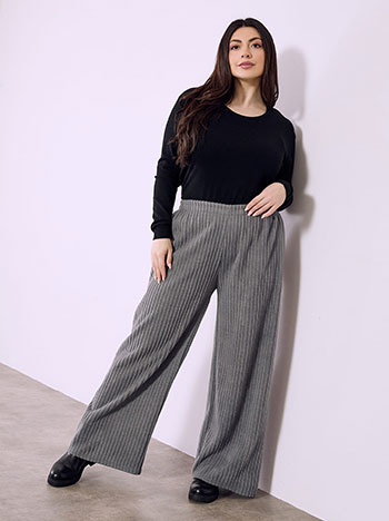 Trousers wide leg ribbed fluffy in grey