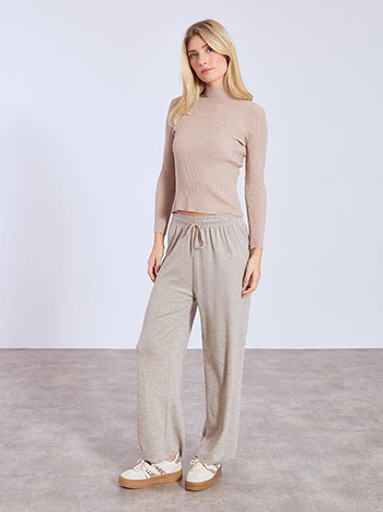 Παντελόνι μελανζέ σε μπεζ σκούρο