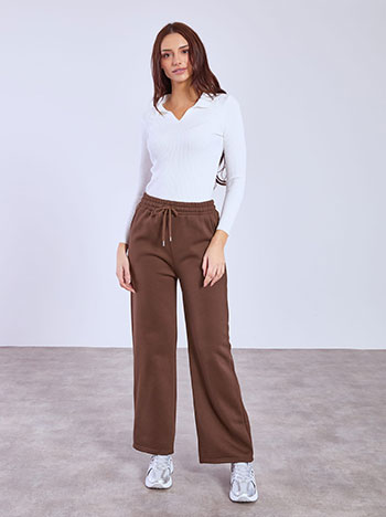 Παντελόνι φόρμας μονόχρωμο σε καφέ