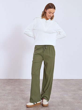 Trousers wide leg monochrome in khaki