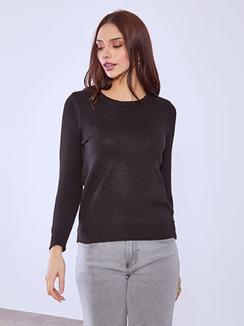 Sweater with scoop neckline in black