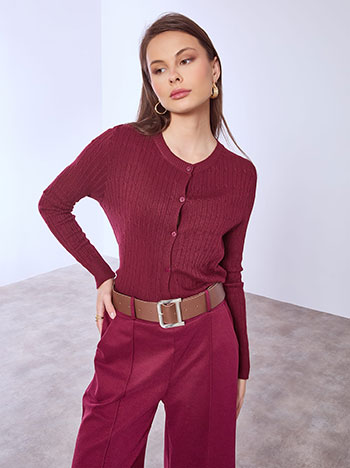 Ζακέτα με ανάγλυφο ύφασμα σε μπορντό