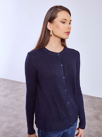 Ζακέτα με ανάγλυφο ύφασμα σε σκούρο μπλε