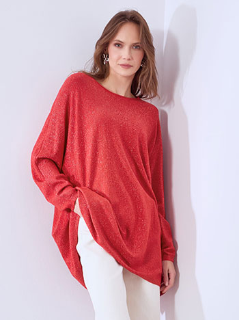 Top long metallic in red