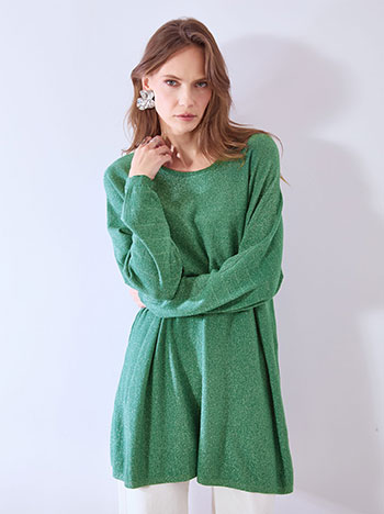 Top long metallic in green