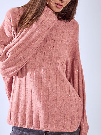 Πουλόβερ ριπ με παγιέτες σε σάπιο μήλο