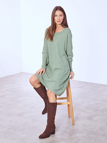 Dress knitted midi oversized in light khaki