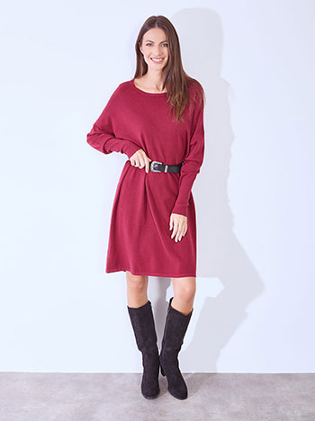 Dress knitted midi oversized in wine red