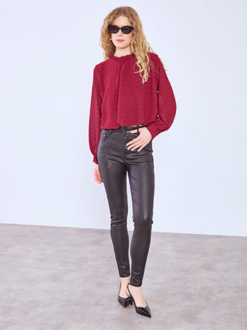 Trousers leather effect skinny in black